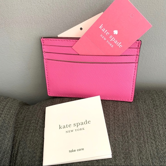 NWT Kate spade leather card wallet pink - Picture 2 of 3